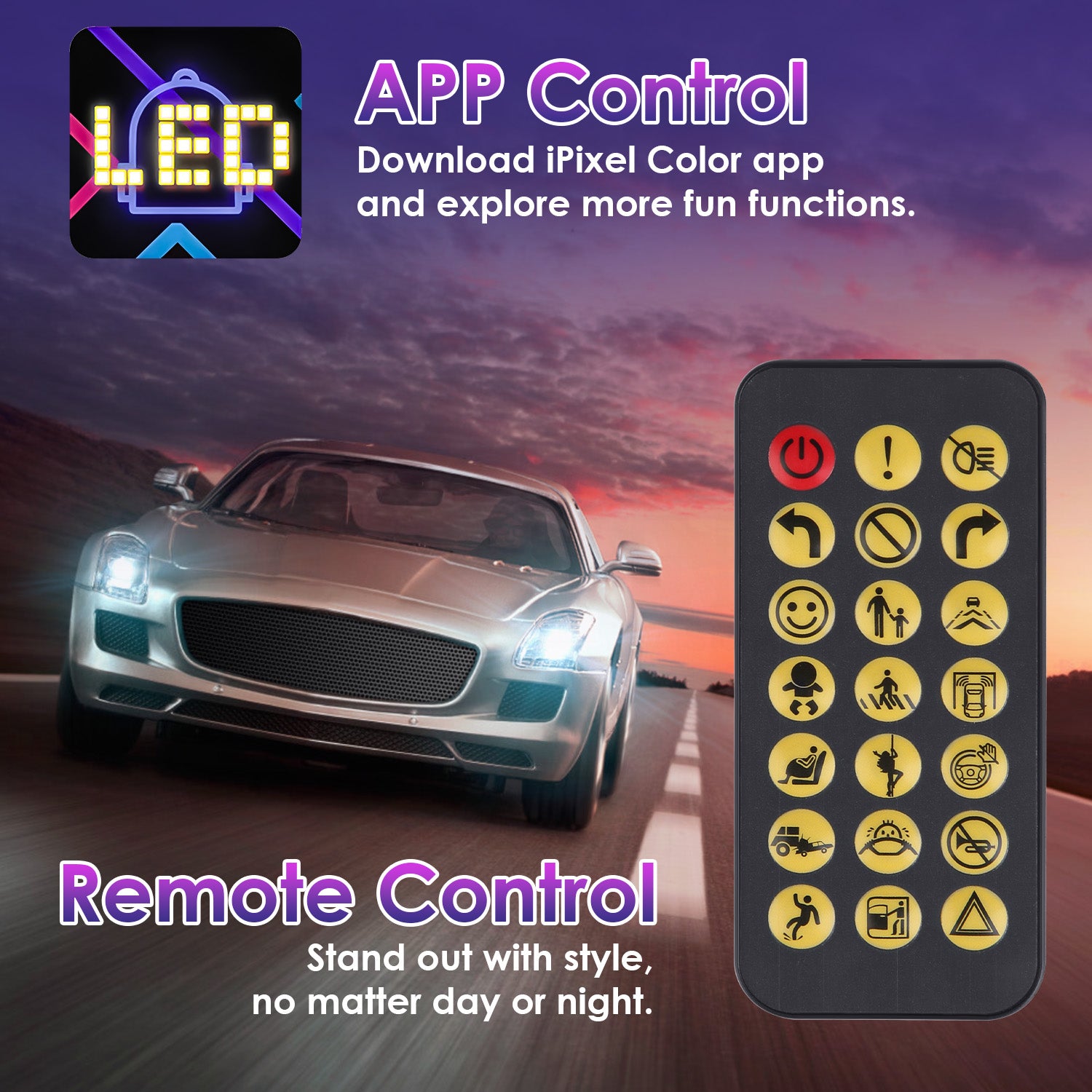 LED Car Signs | APP Remote Control | Text Patterns Animations