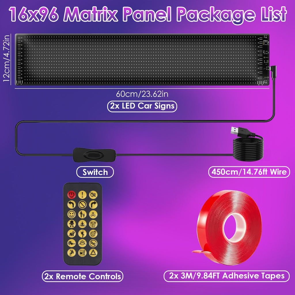 LED Car Signs | APP Remote Control | Text Patterns Animations